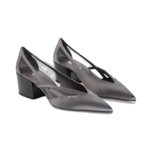 Prada Pointed-Toe Satin Cut-Out Pumps