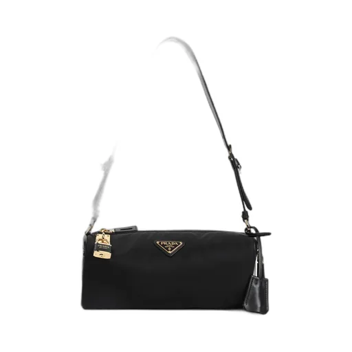 Prada Logo Plaque Zip-Up Shoulder Bag