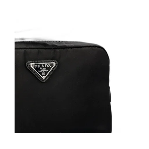 Prada Logo Plaque Zip-Up Pouch