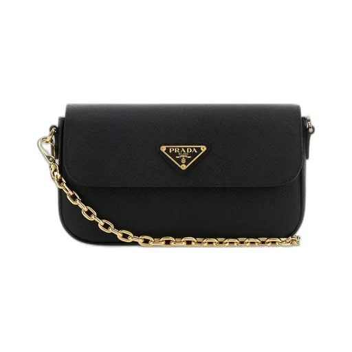 Prada Logo Plaque Chain Linked Crossbody Bag