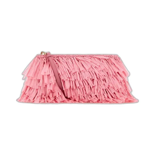 Prada Triangle-Logo Fringed Clutch Bag