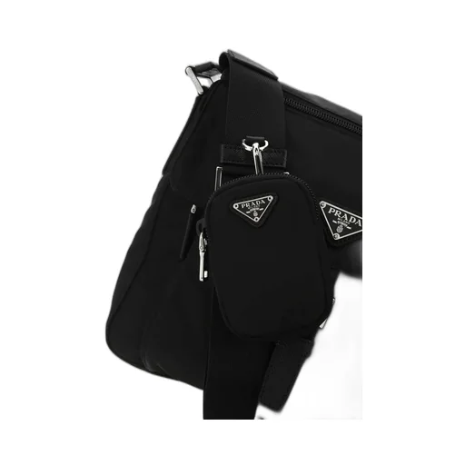 Prada Logo Plaque Zipped Shoulder Bag