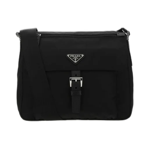 Prada Logo Plaque Zipped Shoulder Bag