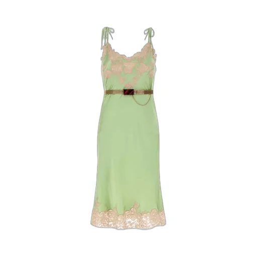 Prada Lace-Detailed Satin Dress