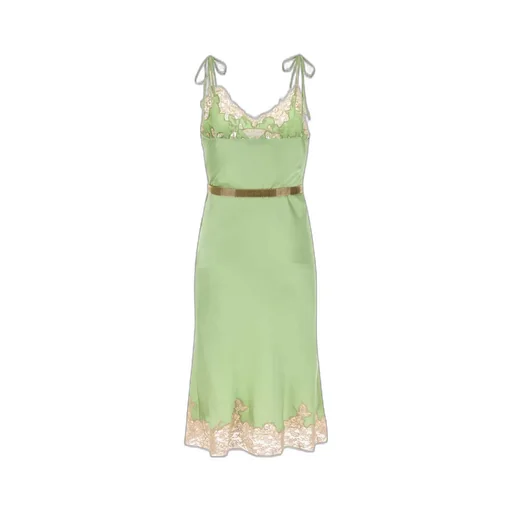Prada Lace-Detailed Satin Dress