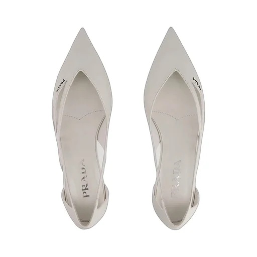 Prada Pointed-Toe Cut-Out Detailed Ballerinas