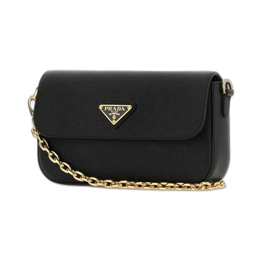 Prada Logo Plaque Chain Linked Crossbody Bag