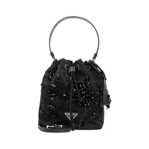 Prada Re-Nylon Logo Plaque Bucket Bag