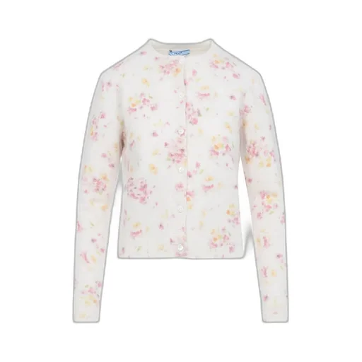 Prada Floral Detailed Crewneck Cardigan