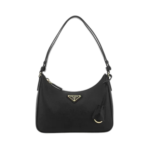 Prada Logo Plaque Zipped Shoulder Bag