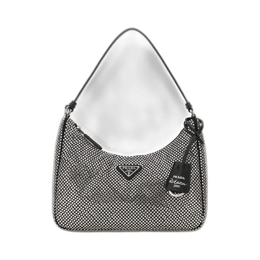 Prada Logo Plaque Zipped Shoulder Bag