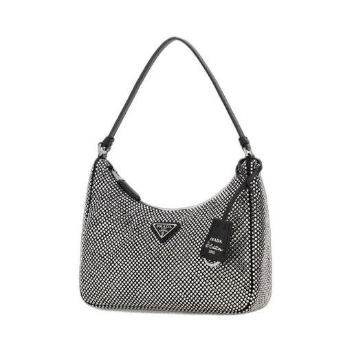 Prada Logo Plaque Zipped Shoulder Bag