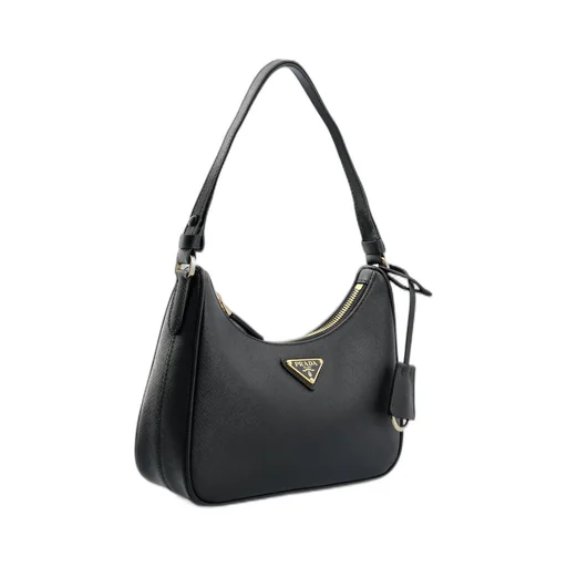 Prada Logo Plaque Zipped Shoulder Bag