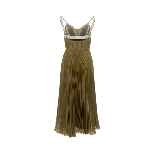 Prada Spaghetti Strap Pleated Midi Dress