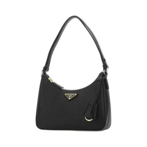 Prada Logo Plaque Zipped Shoulder Bag