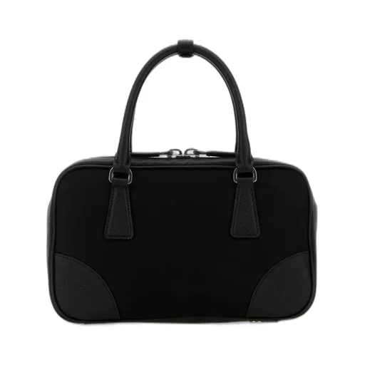 Prada Logo Plaque Zip-Up Tote Bag