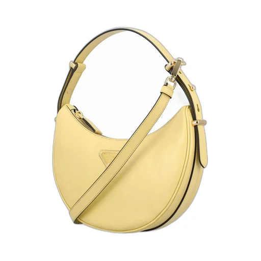 Prada Triangle Logo Plaque Moon Shaped Shoulder Bag