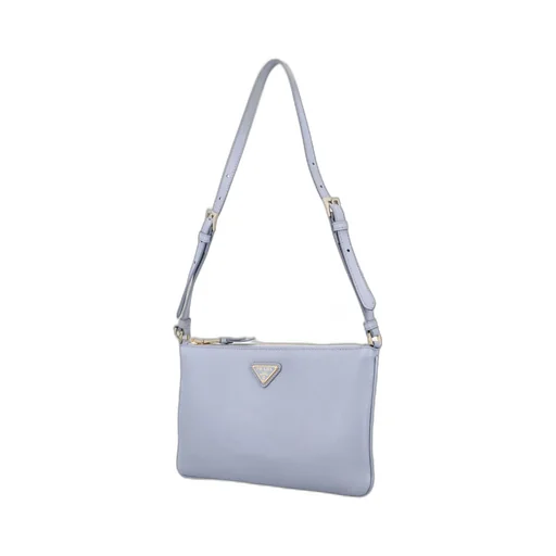 Prada Logo Plaque Zipped Shoulder Bag