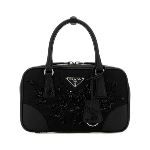 Prada Logo Plaque Zip-Up Tote Bag