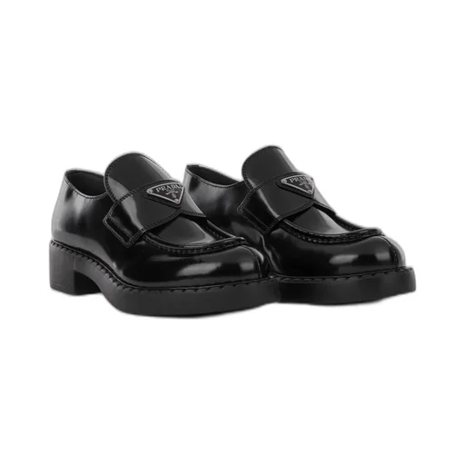 Prada Logo Plaque Slip-On Loafers