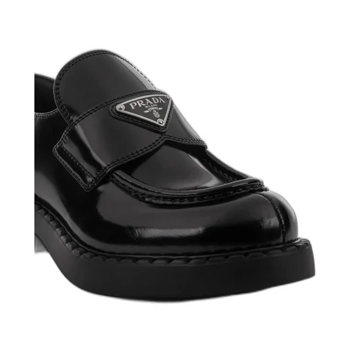 Prada Logo Plaque Slip-On Loafers