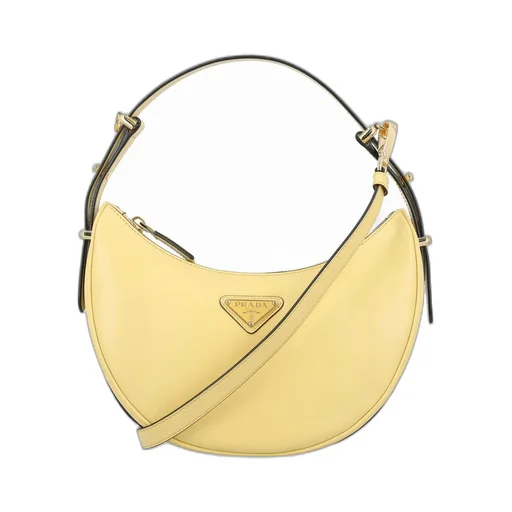 Prada Triangle Logo Plaque Moon Shaped Shoulder Bag