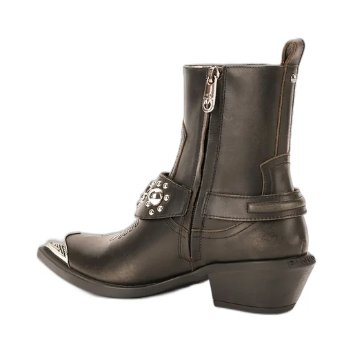 Pinko Tex Distressed Cowboy Ankle Boots