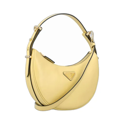 Prada Triangle Logo Plaque Moon Shaped Shoulder Bag