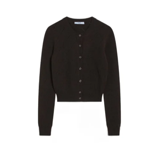 Prada Crewneck Button-Up Cardigan