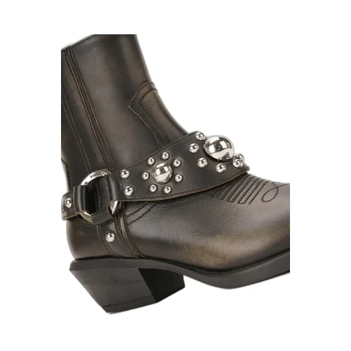 Pinko Tex Distressed Cowboy Ankle Boots
