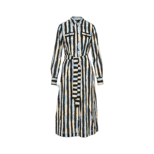 Pinko Paint-Stripe Printed Midi Shirt Dress