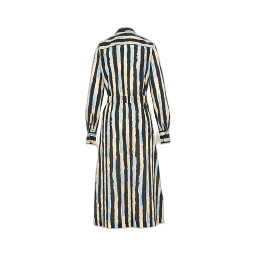 Pinko Paint-Stripe Printed Midi Shirt Dress