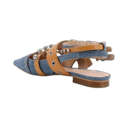 Pinko Pointed-Toe Slingback Denim Flat Shoes
