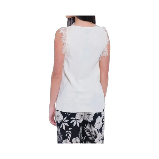 Pinko Lace-Trim Jacquard Sleeveless Top