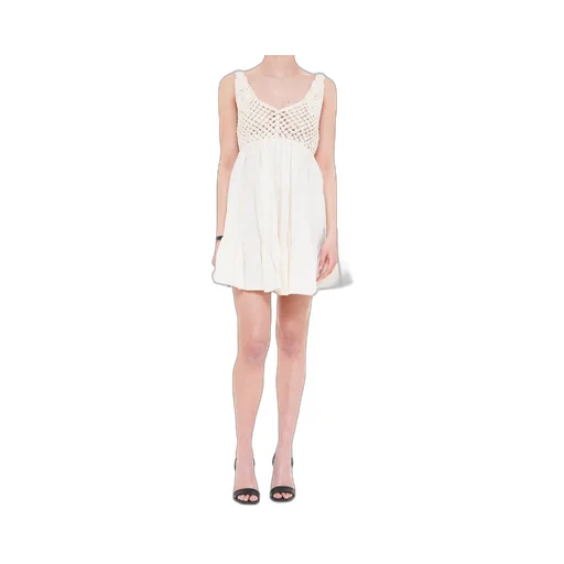 Pinko Maxi Bow Detailed Open Knit Mini Dress