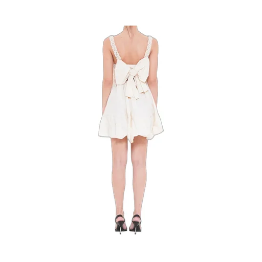 Pinko Maxi Bow Detailed Open Knit Mini Dress