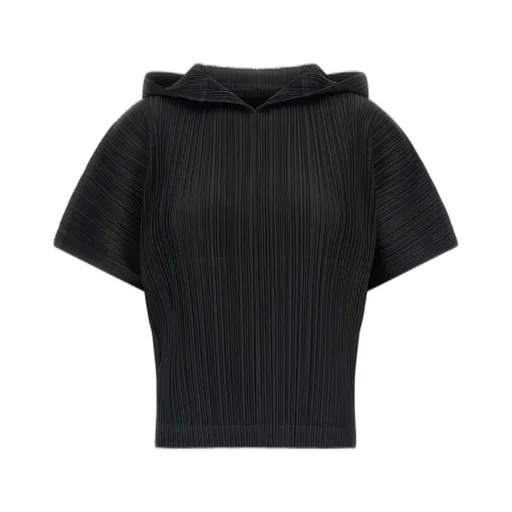 Pleats Please Issey Miyake Short-Sleeved Pleated Hooded T-Shirt