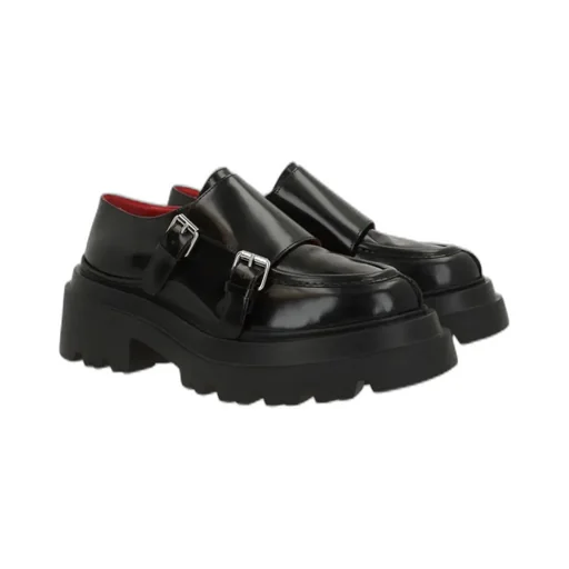 Plan C Double Strap Platform Flat Shoes