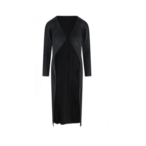 Pleats Please Issey Miyake V-Neck Pleated Coat
