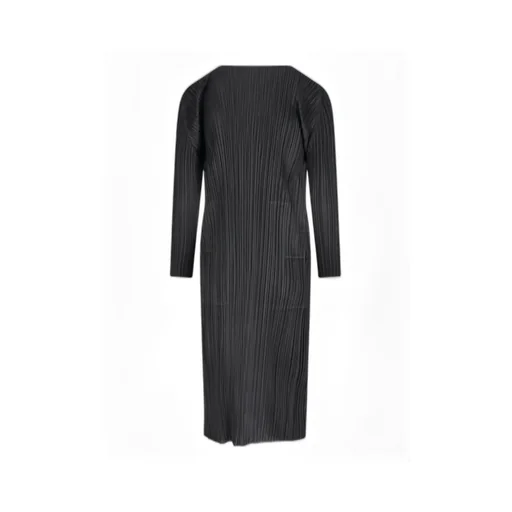 Pleats Please Issey Miyake V-Neck Pleated Coat