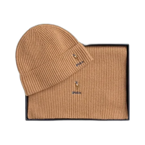 Polo Ralph Lauren Logo Embroidered Beanie And Scarf Set