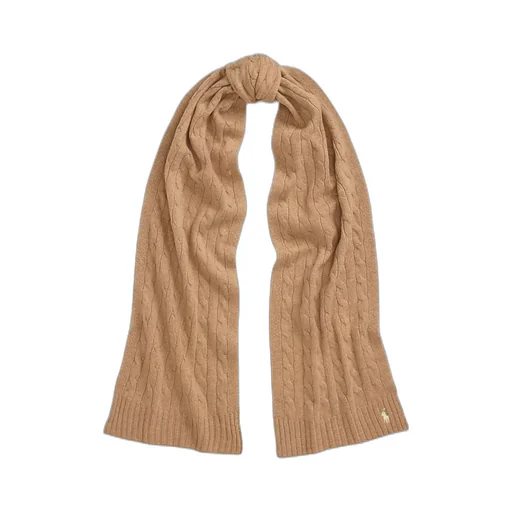Polo Ralph Lauren Logo Embroidered Cable Knitted Scarf
