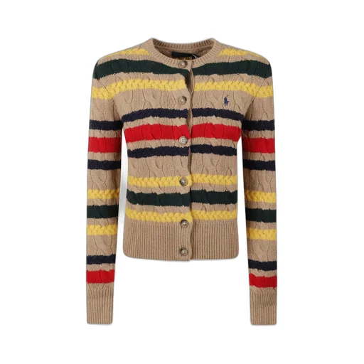 Polo Ralph Lauren Logo Embroidered Striped Cardigan