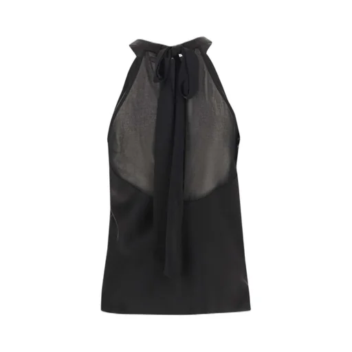 Pinko Bow Detailed Satin Georgette Top