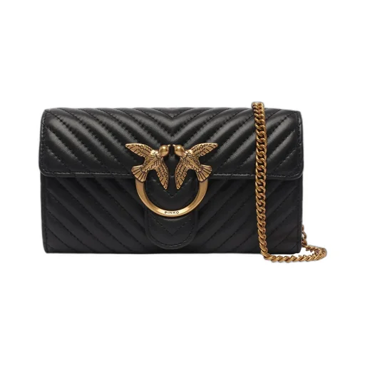 Pinko Logo Plaque Chain-Linked Quilted Shoulder Bag