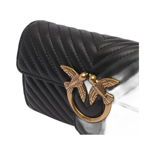 Pinko Logo Plaque Chain-Linked Quilted Shoulder Bag