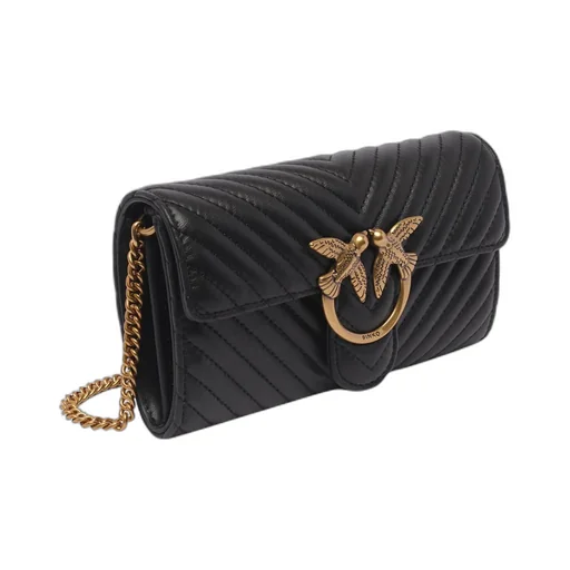 Pinko Logo Plaque Chain-Linked Quilted Shoulder Bag
