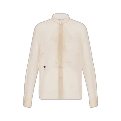 Blouse With Ruffled Neckline