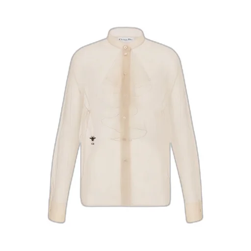 Blouse With Ruffled Neckline