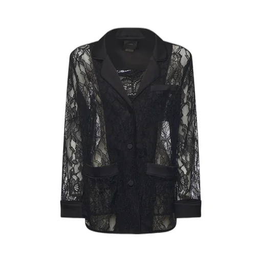 Pinko Single Breasted Lace-Panelled Jacket